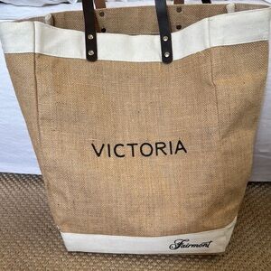 The fairmont Victoria tTan and Cream Tote Bag. Leather straps.